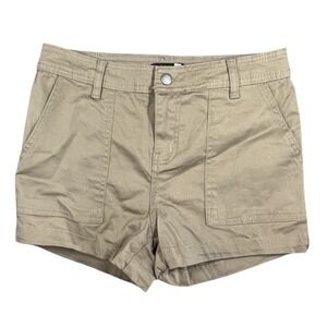 PEP&CO Women's Khaki Tan Chino Shorts Size 12 Regular Fit Stretch Button Zip